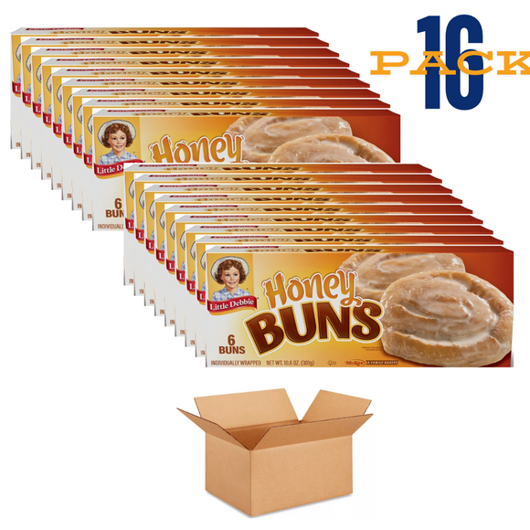 Hony Buns Bollos de miel, 6 pasteles envueltos individualmente, caja de 10.6 onzas, 16 pack…