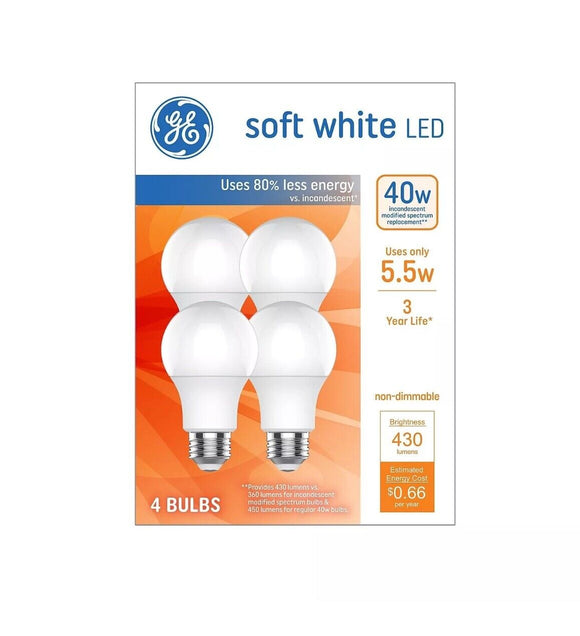 GE 5.5 Watt Soft White LED General-Purpose Bulb 4/Pack (93131062)