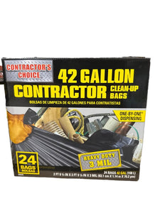 Heavy Duty 15bags 42Gallon Construction Trash Black, Contractors Choice