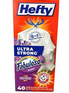 Hefty Ultra Strong Drawstring Kitchen Trash Bags, Fabuloso Scent, 13, 1 Pack